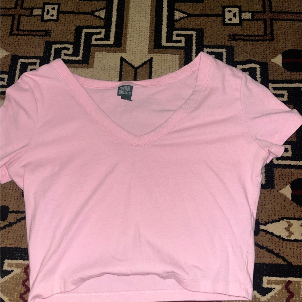 Wild Fable Light Pink V-Neck Crop Top
